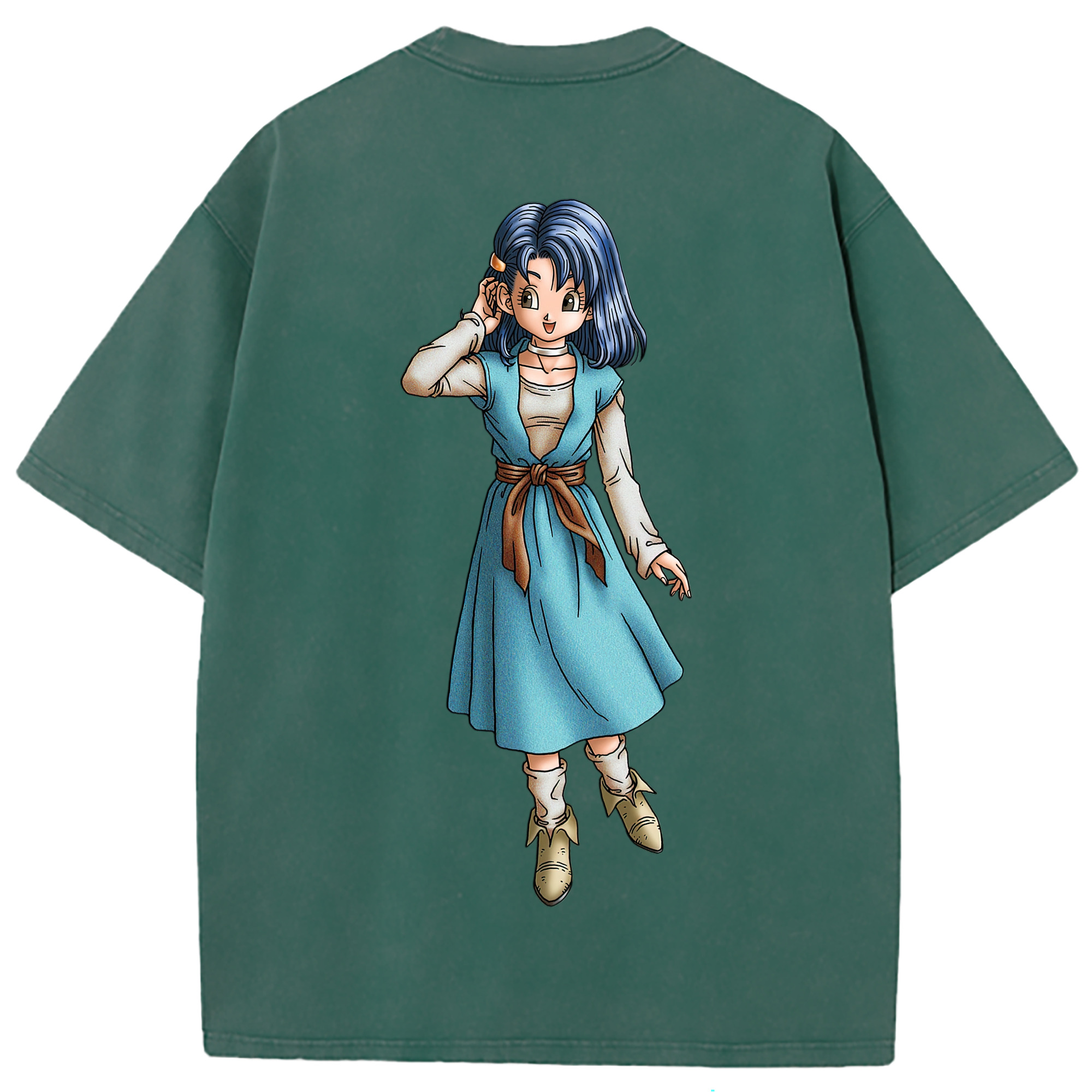 （画像用） ドラゴンクエスト Doragon Kuesuto Dragon Quest 綿100% ヴィンテージ風 半袖Tシャツ（背面プリント）